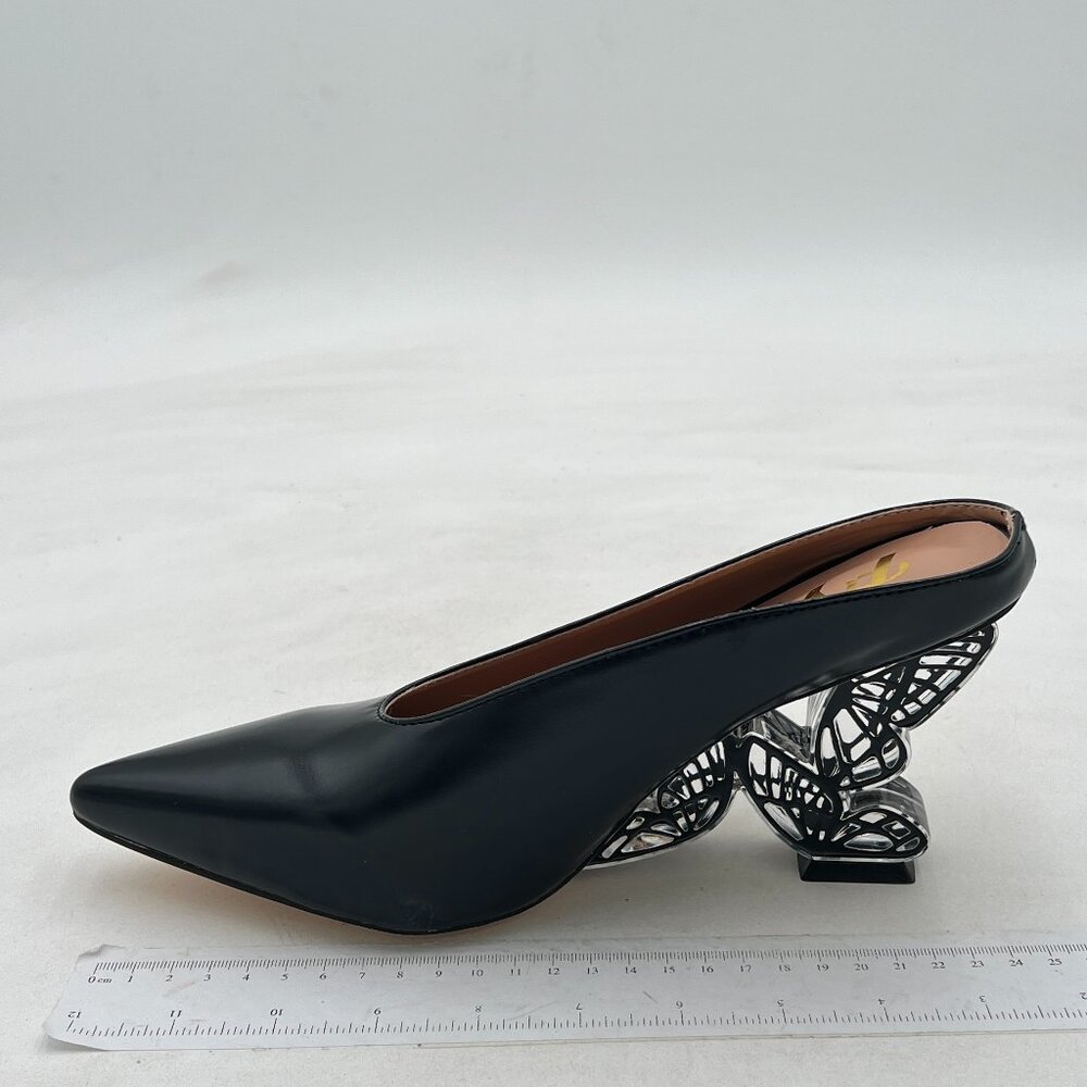 Fys Black Pointed Toe Clogs Butterfly Wedge Heel … - image 2